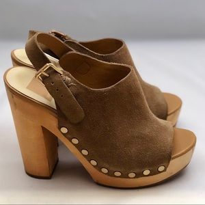 DOLCE VITA SUEDE PLATFORM SANDAL HEELS IN OLIVE